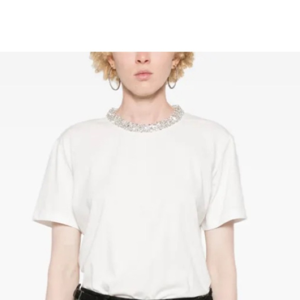 Maje White Silver Embellished Short Sleeve Tee NWOT